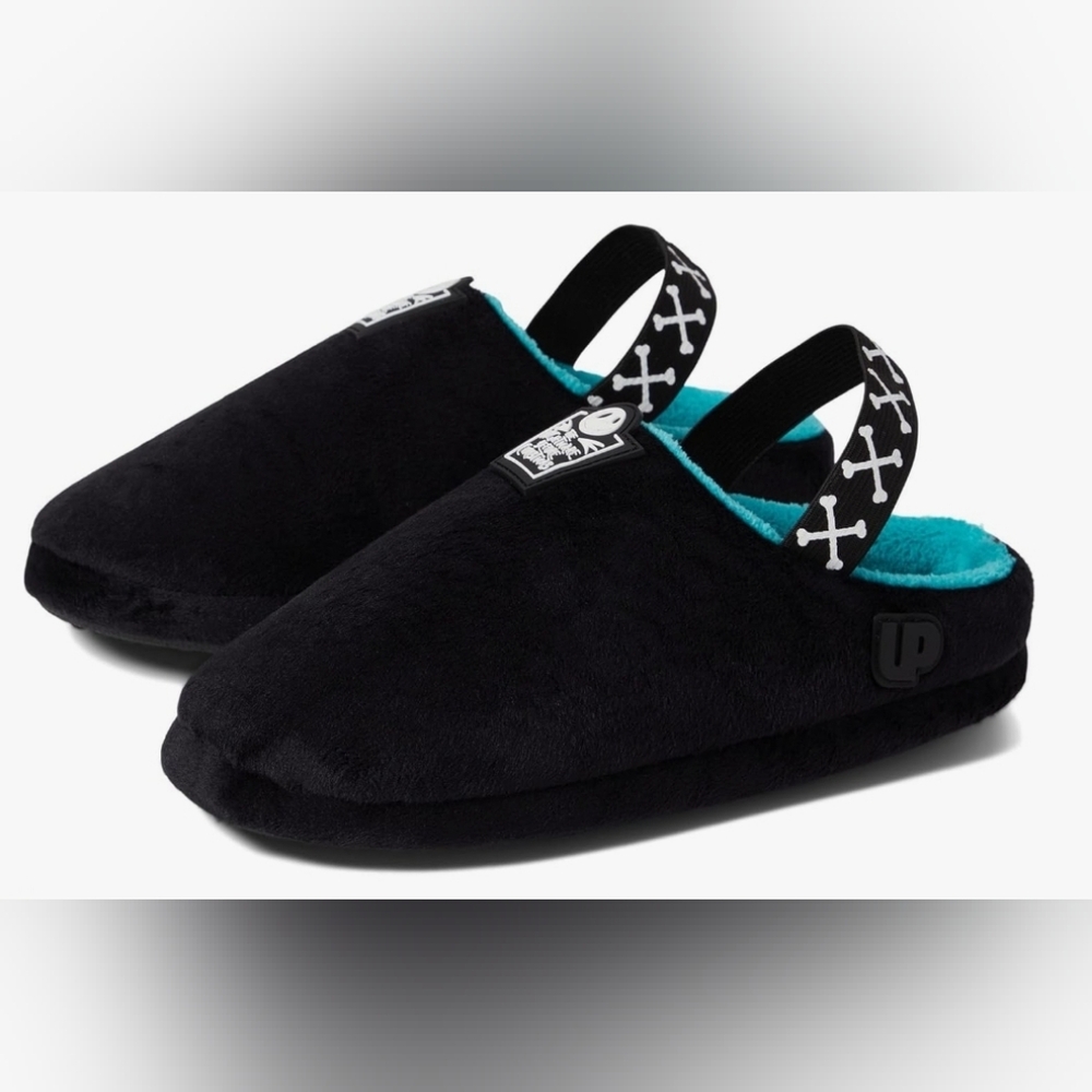 The Upside Black and Teal Women's Slippers